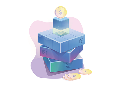 Hybrid Rubic Cube 2d colours cost cube design gradient hybrid icon illustration platform sketch vector