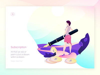 The Last Lady with Short Skirt 2d character coin colours design girl gradient icon illustration nature page set subscription sun tool typography ui vector web woman