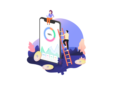 Be a partner 2d business character colours design flat girl gradient icon illustration interface isometric ladder man partnership pricing vector web