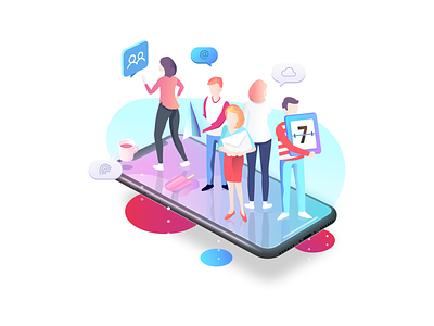 Teamchat - All in one 2d adobe app character chat colours design girl graphic icon illustration illustrator iphone isometric mobile sketch team ui vector web