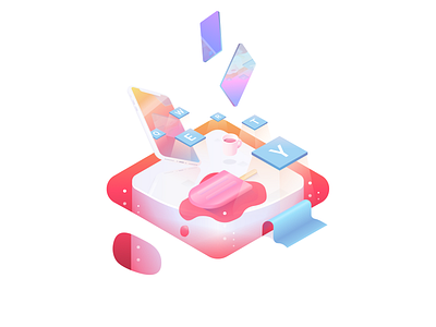 IceChat "Rebounded" 2d chat colours design gradient icecream icon illustration illustrator iphone isometric letter lolly mirror mobile table tools ui vector web