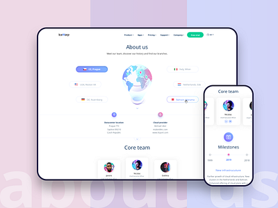 About us avatar colours gradient icon illustration interface landing landingpage map mobile profile selector team technology typography ui ux web website world