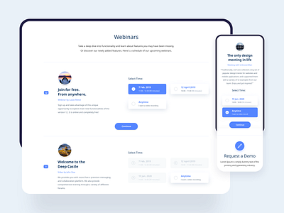 Webinars landing page