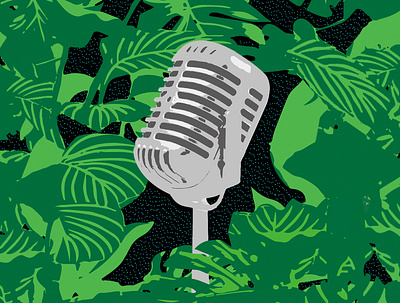 Cultures Sauvages design illu illustration illustrator jungle microphone night podcast