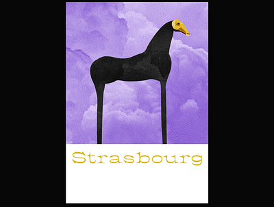 Strasbourg art artwork gold horse illu illustration illustrator mask poster purple sculpture smoke