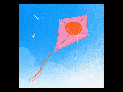 Kite by day cerf volant cloud day illu illustration illustrator jour kite sky soleil sun