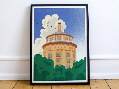 Wasserturm, Berlin architecture artwork berlin city frame graphic design illu illustration illustrator mockup poster prenzlauerberg print printdesign wasserturm watertower