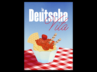 la Deutsche Vita affiche allemagne dolce vita germany glace graphic design ice cream illu illustration illustrator italia italie poster print soleil spaghetti spaghetti eis summer été
