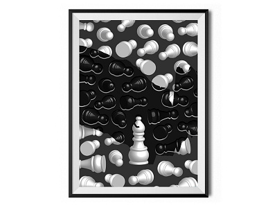 Échec et Diplomate adobe illustrator black chess fool greyscale illustration poster white