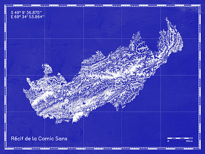 Récif de la Comic Sans blue island map radio type typeface typography