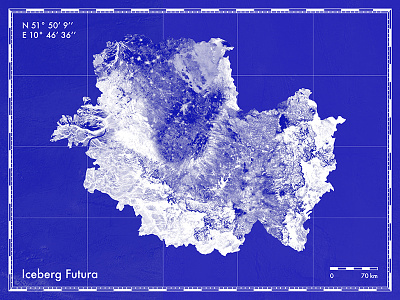 Futura Iceberg blue font island map ocean podcast radio type typeface typogaphie typography