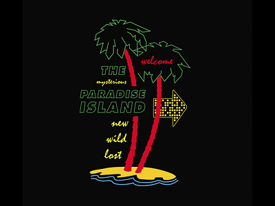Paradise island glitch illustration illustrator island neon neon light