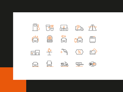 GASpuchov.sk - custom icon set gas icons gas station icons iconset line icons orange black design website icons