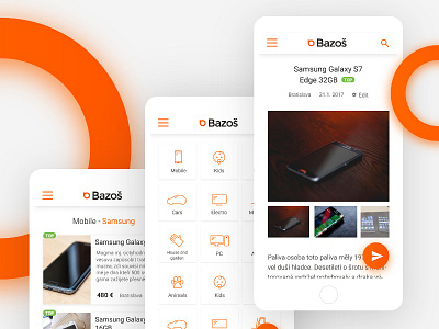Bazos - online bazaar. Mobile first webdesign.