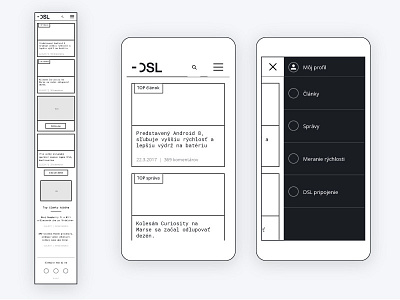 DSL.sk redesign - Day 9 - Mobile header and menu andrej cibik design exploration dsl dsl logo layout website wireframe wip wireframe wireframes