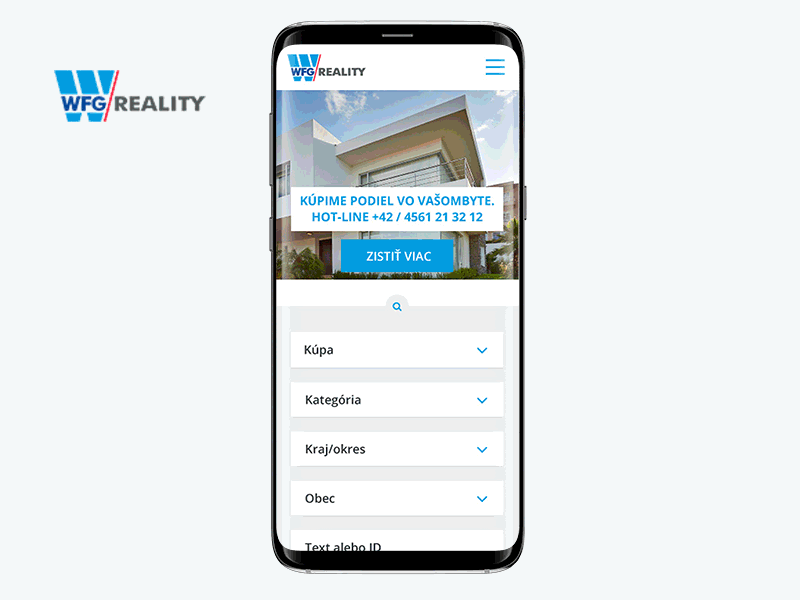 WFGreality.sk - real estate web design blue hero image modern reality reality website webdesign