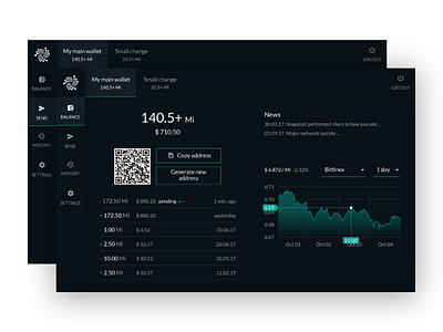 IOTA wallet concept - dark version concept crypto design iota wallet