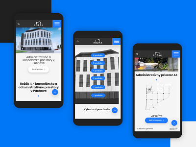 Rozak.sk - mobile layout architecture blue geometric mobile modern responsive website website builder