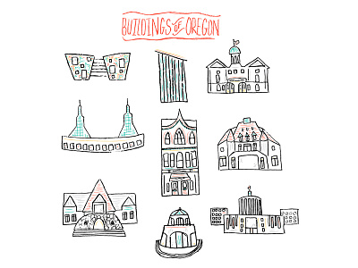 Buildings Of Oregon illustration organic