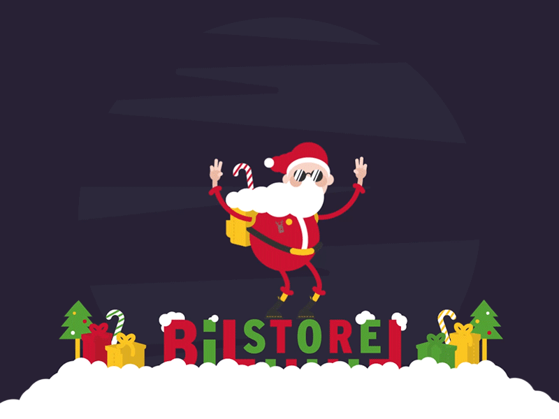 Hipster Santa (☞ﾟ∀ﾟ)☞ Steal His Look! 2d after affects animation cartoon character flat funny gif hipster illustraion loop santa claus vector winter party