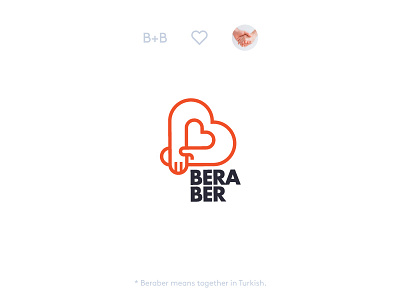 Together Association Logo b branding hands heart letter b logo minimal monogram orange together