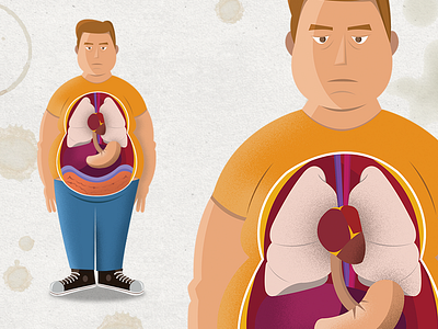 Anatomy Illustration anatomy burger character design face fast food fat guy illustration vector