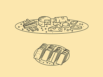 Cheese & Raclette platter illustration cheese design illustraion platter vector