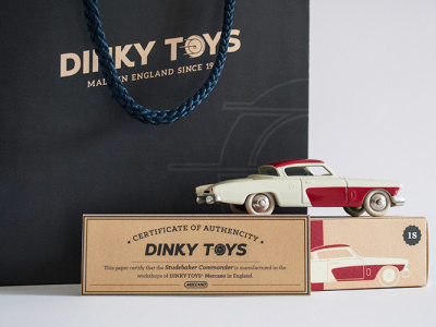 Dinky Toys packaging rebranding - Studebaker Commander branding car design illustration packaging typography vector