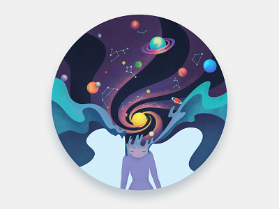 Galaxy illustration affinity designer design galaxy girl illustration photoshop planets star stars sun