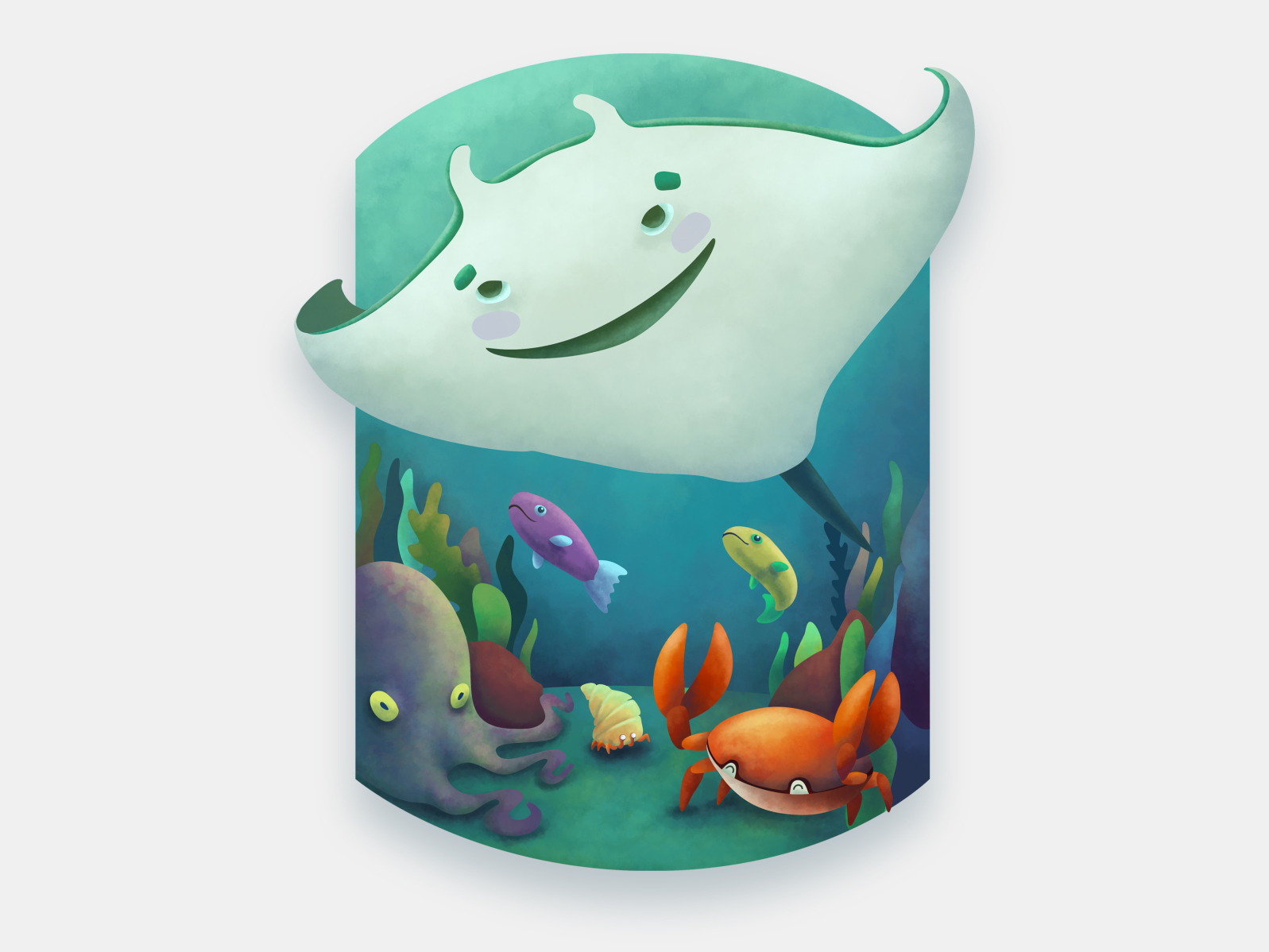 Aquarium illustration by Daniel Pescador on Dribbble