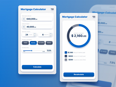 Daily UI Challenge :: 004 - Calculator blue calculator dailyui dark blue design figma financial grey mortage ui vector