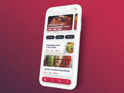 Recipes mobile app concept app design eat figma food magenta mobile mockup recipes red ui ux vector