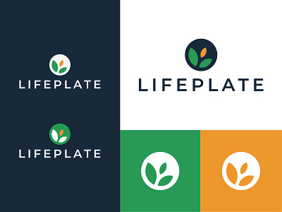 LifePlate - Final branding food green health healthy life logo navy orange organic plate
