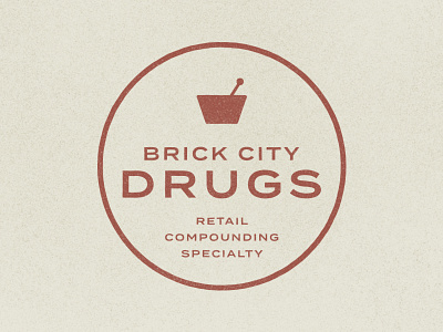 Brick City Drugs brand branding circle logo medical pharmacy sans serif texture