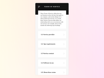 Daily UI - #089 - Terms Of Service