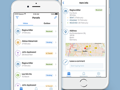 Delivery app delivery info map mobile parcel ui