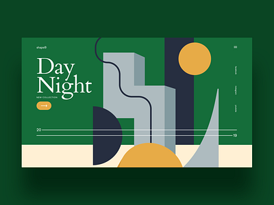 Day Night ✨ art art direction branding concept dailyui design geometric art geometric design green illustration practice shape vector