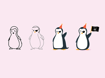 Penguin Pirate illustrator party penguin pirate process sketch wip