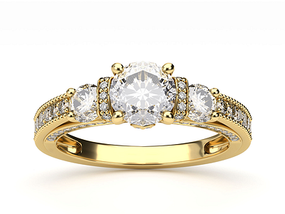 3-Stone Diamond Gold Engagement Ring