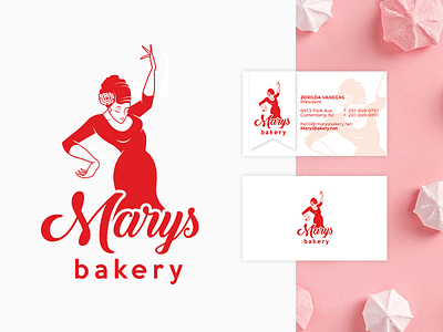 Mary's Bakery Design bakery businesscard identity illustration logo red