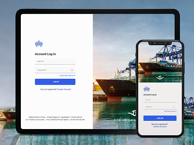 Login Screen for Shipping Insurance mobile app user experience wireframe