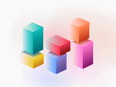 Gradient Boxes 3d boxes color gradients illustrator rectangles study vector