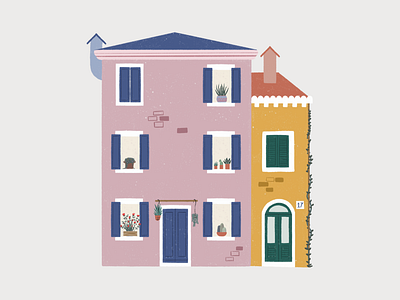 Colored houses by the sea digital art digital illustration graphic design illustration procreate