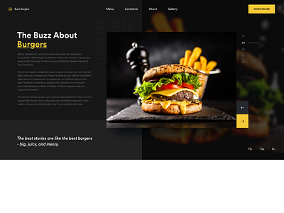 Buzz Burgers adobe xd burgers design food golden canon grid landingpage uiux webdesign