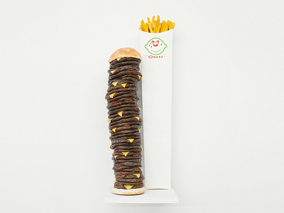“Ohh”™ burger fries junk food sculpture tall