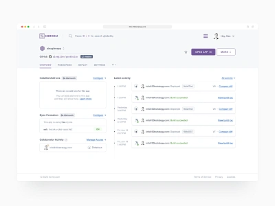 HEROKU re-design (Before/After) admin analytics cloud development dashboard data enterprise github minimal prototype saas software ui design ux ux design web app web application design web design web developement web ux web ux design