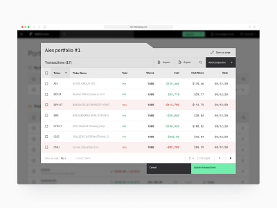 Stock Portfolio preview (SaaS Web app)