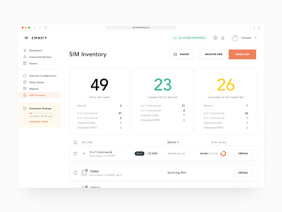 SIM Inventory - IoT SaaS web app