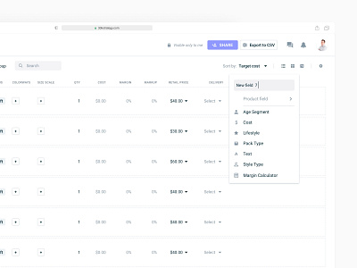 Retail Planning - Adding a New Column (SaaS Web App)