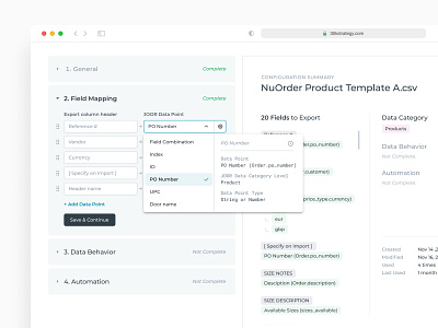 Spreadsheet field mapping (B2B retail app)